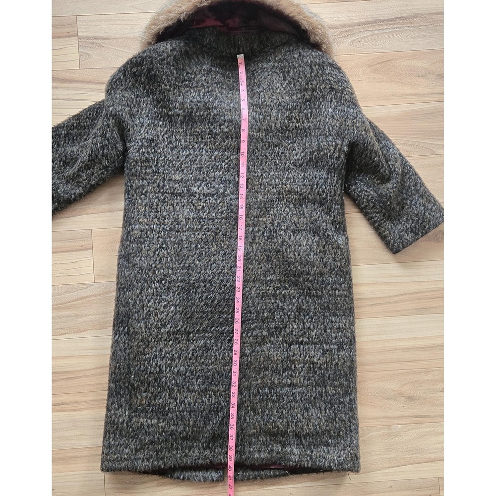 Vtg 60s 70s Wool Coat Real Fox Fur Collar Fall Winter Cozy Luxury ILGWU Gray - Picture 14 of 16